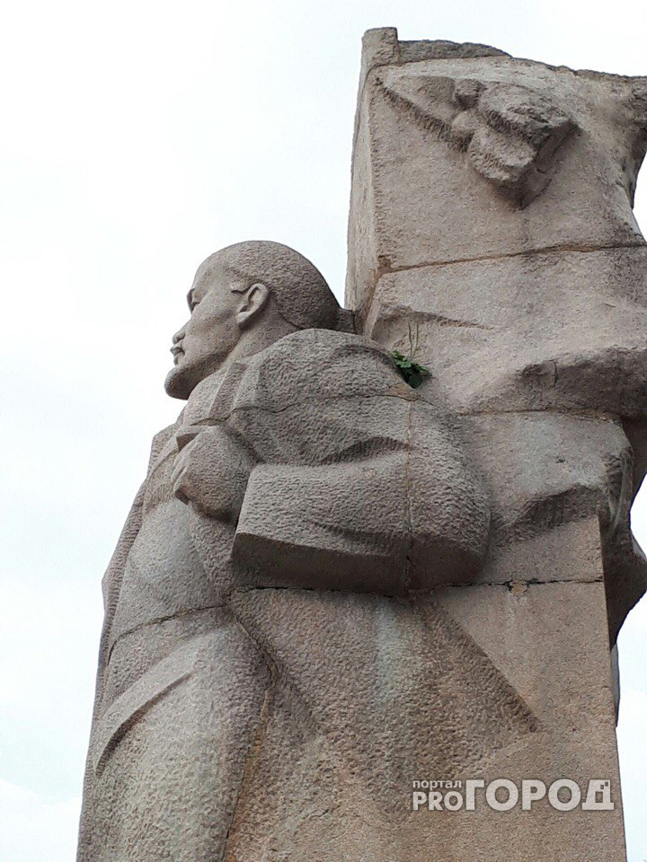 На плече статуи Ленина в Сыктывкаре выросли сорняки (фото)