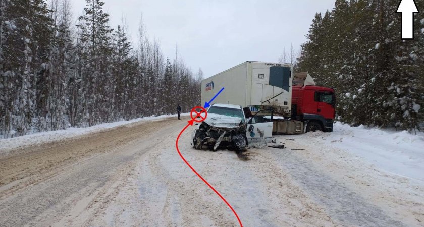 На трассе в Коми «легковушка» врезалась в грузовик: водитель умерла в карете скорой помощи