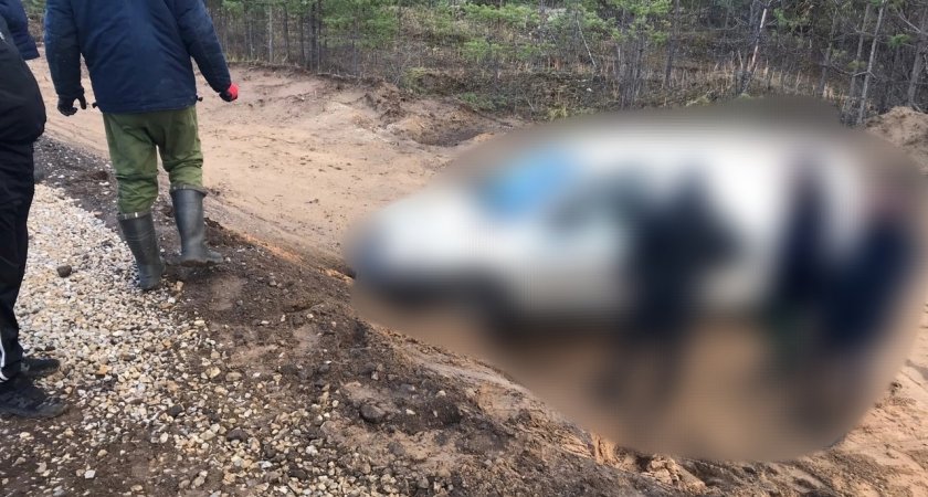 В Коми автомобиль съехал в канаву: его вытаскивали лебедкой