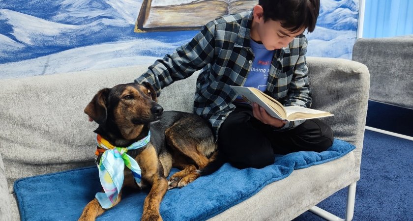 В сыктывкарской библиотеке дети читают вслух книги собаке Луше