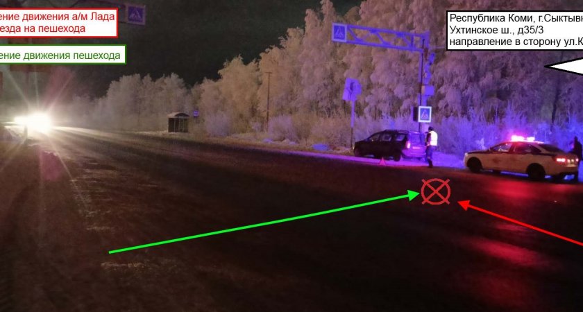 В Сыктывкара мужчина попытался перейти дорогу в неположенном месте и попал под машину