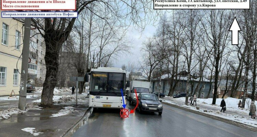 В Сыктывкаре "легковушка" столкнулась с автобусом