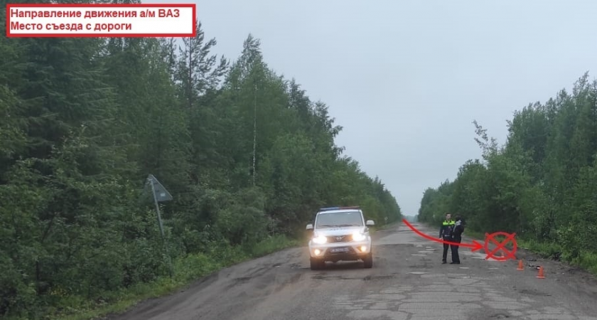 В Коми пьяный водитель улетел в кювет