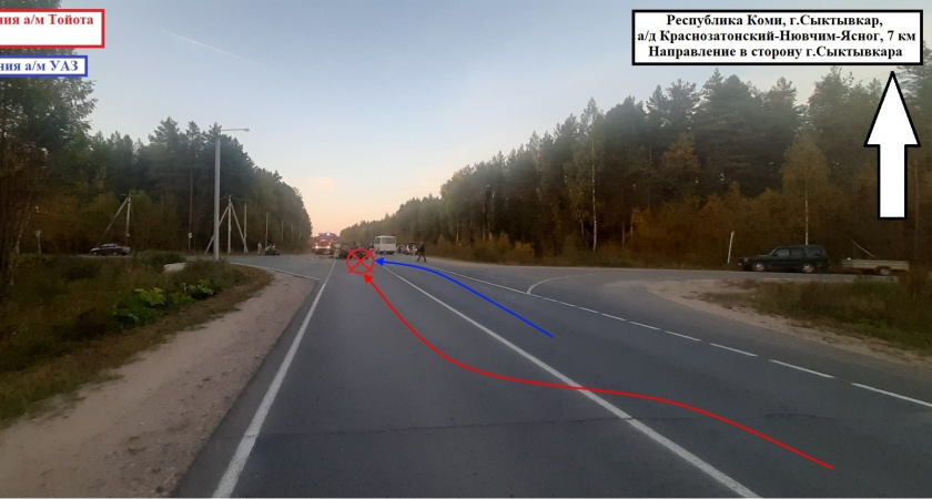 В Сыктывкаре мужчина на Toyota врезался в УАЗ