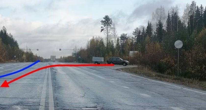 На княжпогостской трассе Ford вылетел в кювет из-за неуступчивого Opel