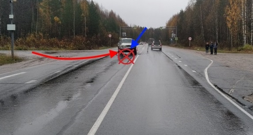 На трассе Сыктывкар — Ухта две иномарки не поделили перекресток