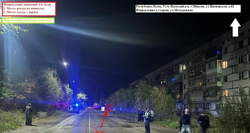 В Коми Audi оказалась в кювете после наезда на пешехода