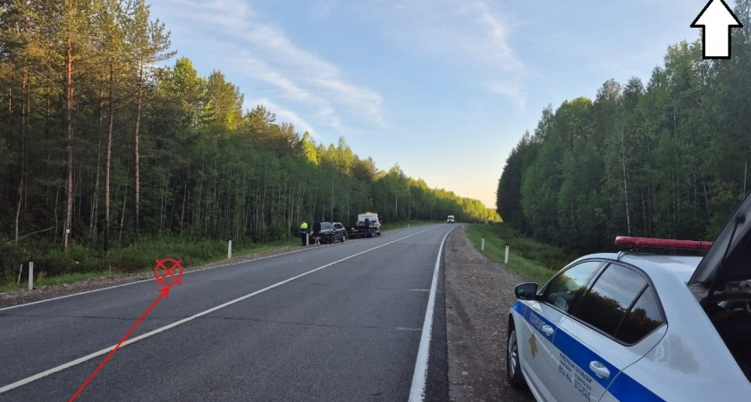 Водитель "Лады" пострадал при опрокидывании в кювет на трассе в Коми