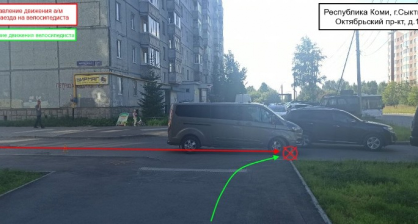 В Сыктывкаре водитель Ford сбил 9-летнего велосипедиста на тротуаре