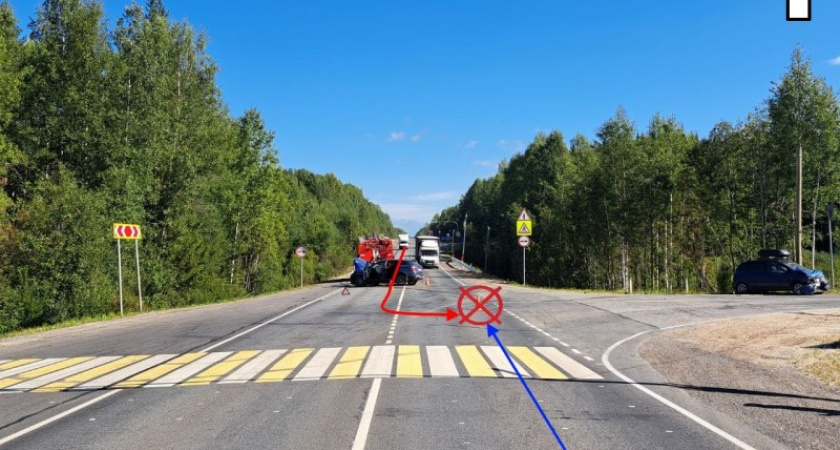 В Коми в аварию попали иномарка и "Лада": один человек госпитализирован