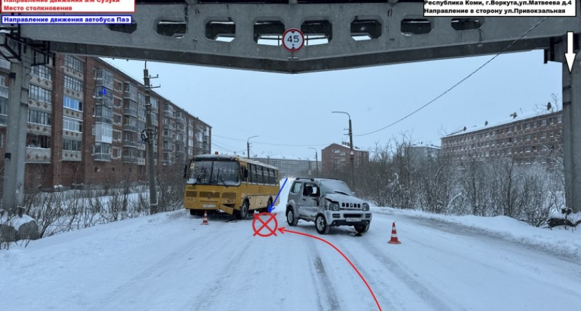 В Коми автоледи въехала в школьный автобус