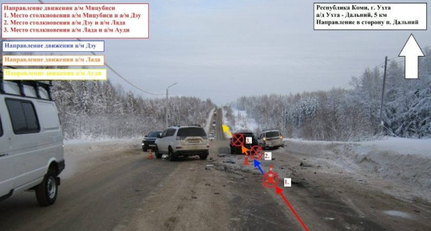 В Коми автоледи спровоцировала тройное ДТП