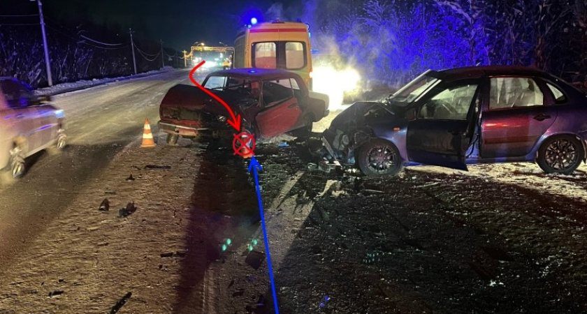 На трассе в Коми столкнулись два отечественных авто: четыре человека пострадали