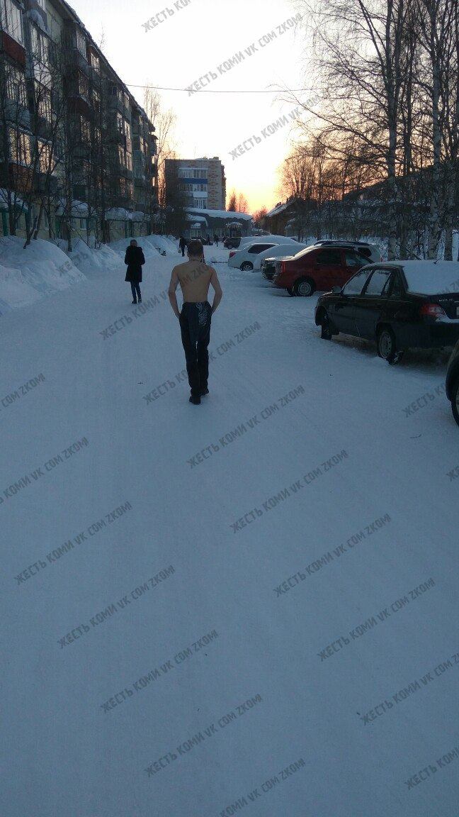 Полуголый житель Коми спокойно шел по улицам в 20-градусный мороз