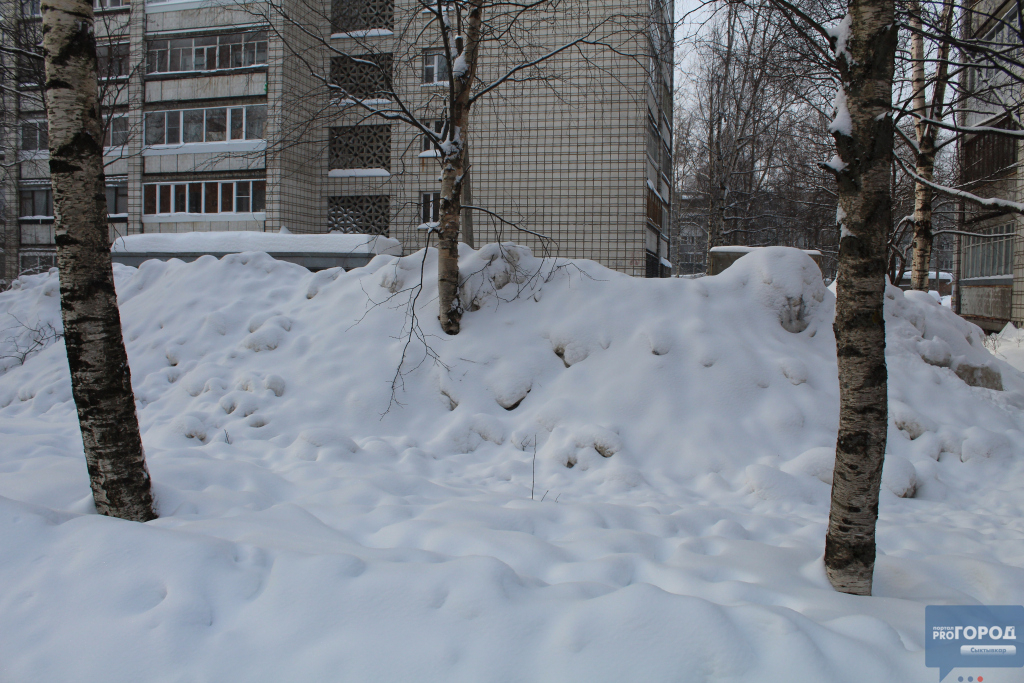 В Сыктывкаре коммунальщики устроили во дворе «склад» для снега