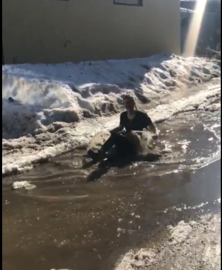 Сыктывкарка сняла видео о том, как она купается в глубокой грязной луже