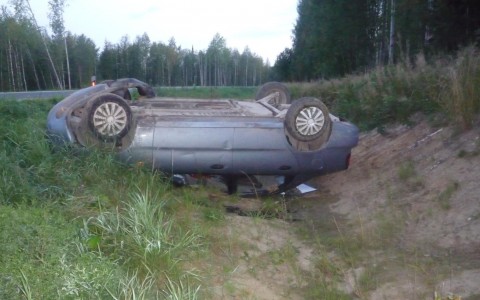 В Коми пьяный водитель на «Шевроле» улетел в кювет: пострадал не менее пьяный пассажир (фото)