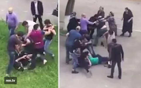 Массовое побоище с участием мужчин, женщин и детей попало на видео
