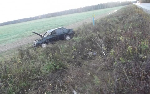 В Коми пьяный водитель без прав улетел в кювет