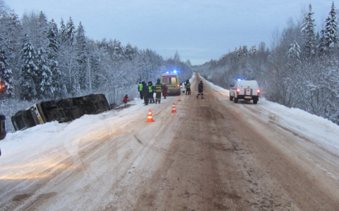 Под Сыктывкаром перевернулся пассажирский автобус, есть жертвы (фото)