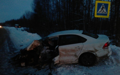 На трассе в Коми фура смяла иномарку и свалилась в кювет (фото)