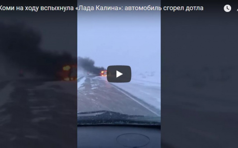 В Коми на ходу вспыхнула «Лада Калина»: автомобиль сгорел дотла (фото, видео)
