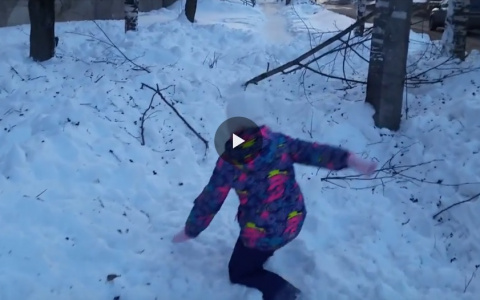 В Сыктывкаре с крыши здания на тротуар сошла целая лавина (видео)