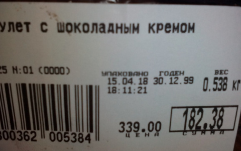 Сыктывкарский магазин продает рулеты со сроком годности 81 год (фото)
