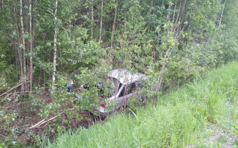 На трассе в Коми в кювет вылетела «Дэу», в которой ехали женщина и девочка