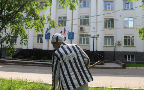 В Сыктывкаре активистка демонстративно отрабатывала наказание в тюремной робе