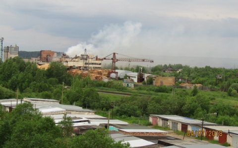 В Коми произошел крупный пожар на заводе пиломатериалов (фото)