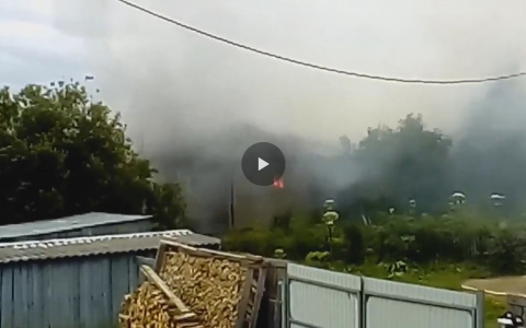 Очевидцы сняли, как под Сыктывкаром вспыхнул пожар вблизи жилых домов