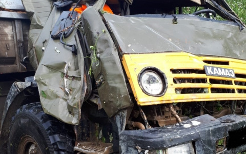 В Коми перевернулся КамАЗ: водитель погиб (фото)