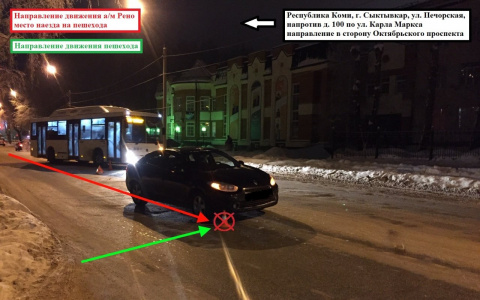 За вечер субботы в Сыктывкаре сбили двух пешеходов