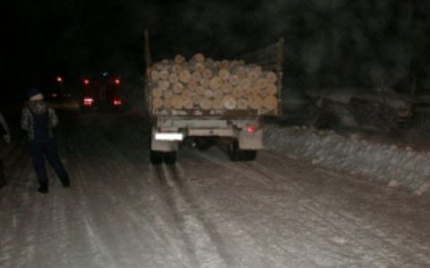 В Коми грузовик с бревнами сбил женщину, которая шла по дороге