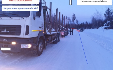 В Коми прицеп грузовика вылетел на «встречку» и протаранил УАЗ