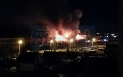 В Сыктывкаре полыхает склад, на месте работают пожарные (фото, видео)