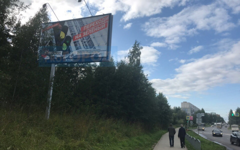 Фото дня: сыктывкарцев призывают переходить улицу на зеленый сигнал для водителей