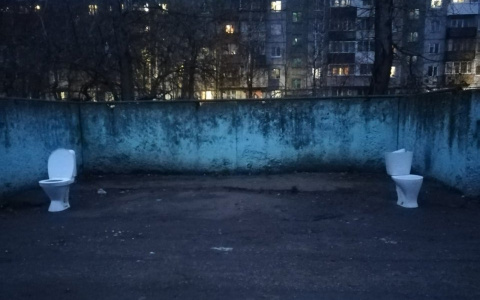 Фото дня: два унитаза вместо мусорных контейнеров в Сыктывкаре