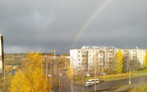Фото дня: арка октябрьской радуги над Сыктывкаром
