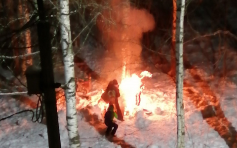 Дети разожгли жуткий костер возле жилого дома в Сыктывкаре (видео)