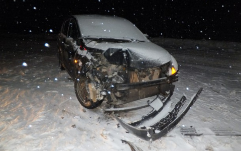 В Коми «Ниссан» с двумя детьми и женщиной влетел в МАЗ