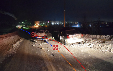 В Коми столкнулись три авто, один из водителей серьезно пострадал