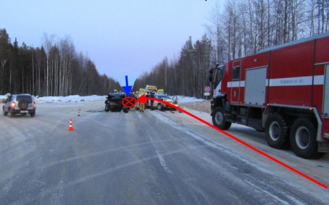 На трассе в Коми «Тойота» въехала в «Хендэ», пострадали четверо