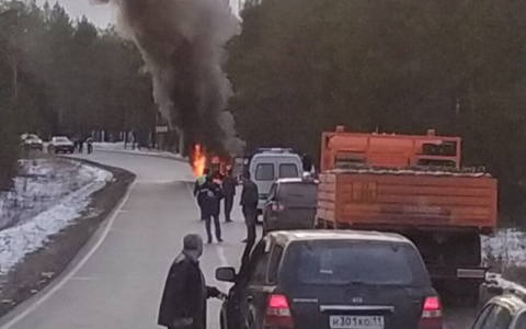 На трассе Сыктывкар-Ухта полыхал УАЗ (фото)