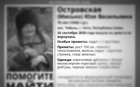 Пожилая жительница Коми с потерей памяти найдена погибшей