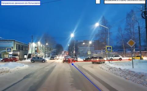 В Сыктывкаре «четырнадцатая» не уступила дорогу автомобилю Volkswagen Tiguan