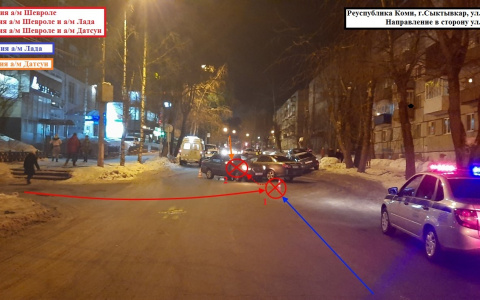 В Сыктывкаре столкнулись «Лада» и две иномарки