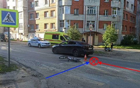 В Сыктывкаре девятилетний ребенок на велосипеде попал под колеса авто