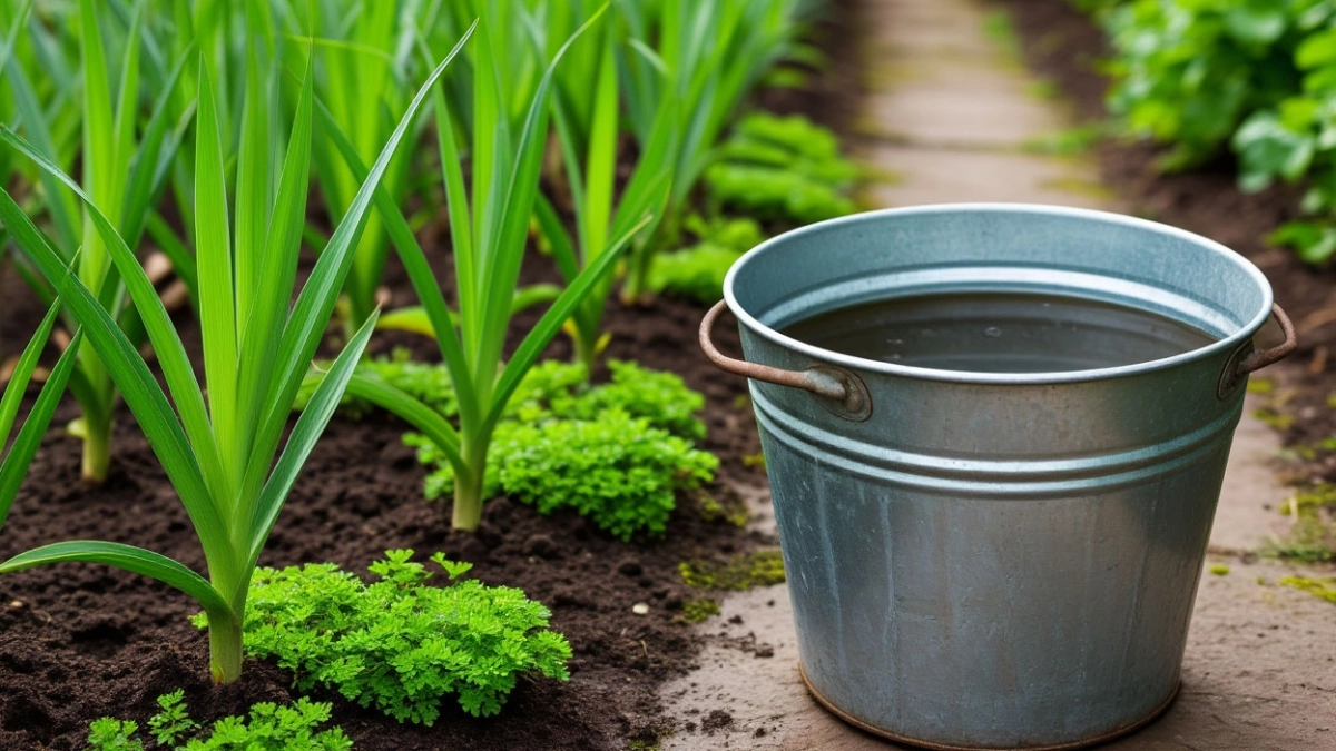 Спасаем желтеющий чеснок только так: 1 ложка в воду — и зелень стоит стеной, а головки вырастают крупные